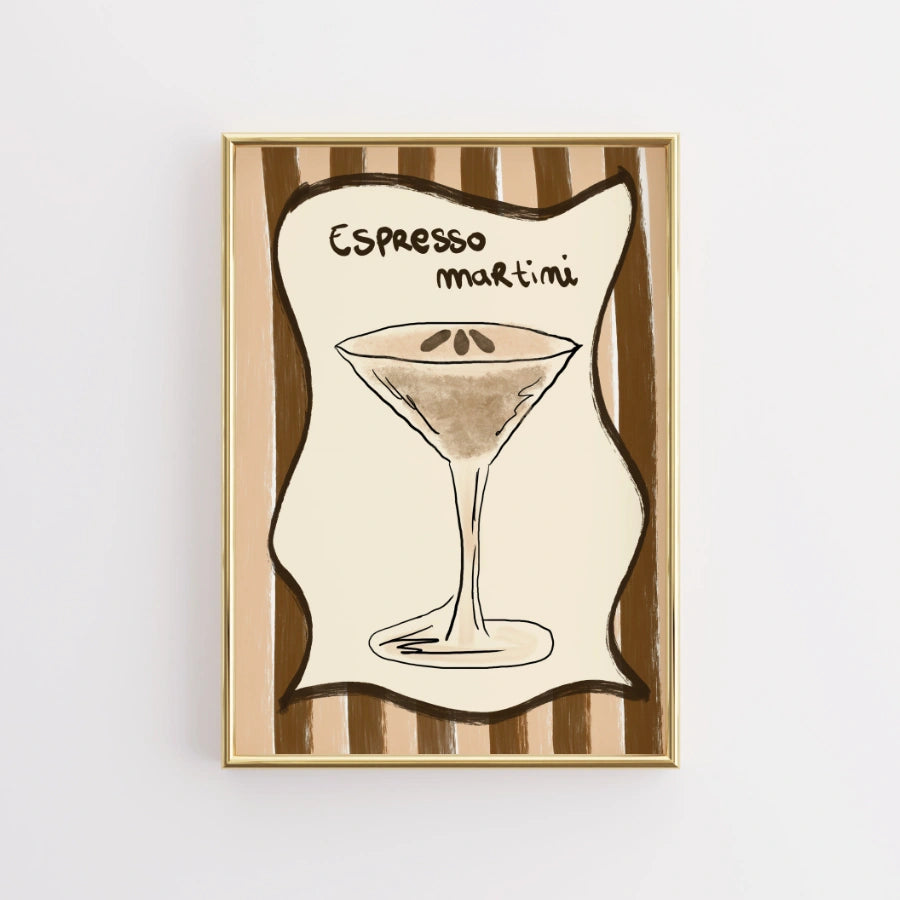 Espresso Martini Wall Art – Neutral Kitchen Bar Print