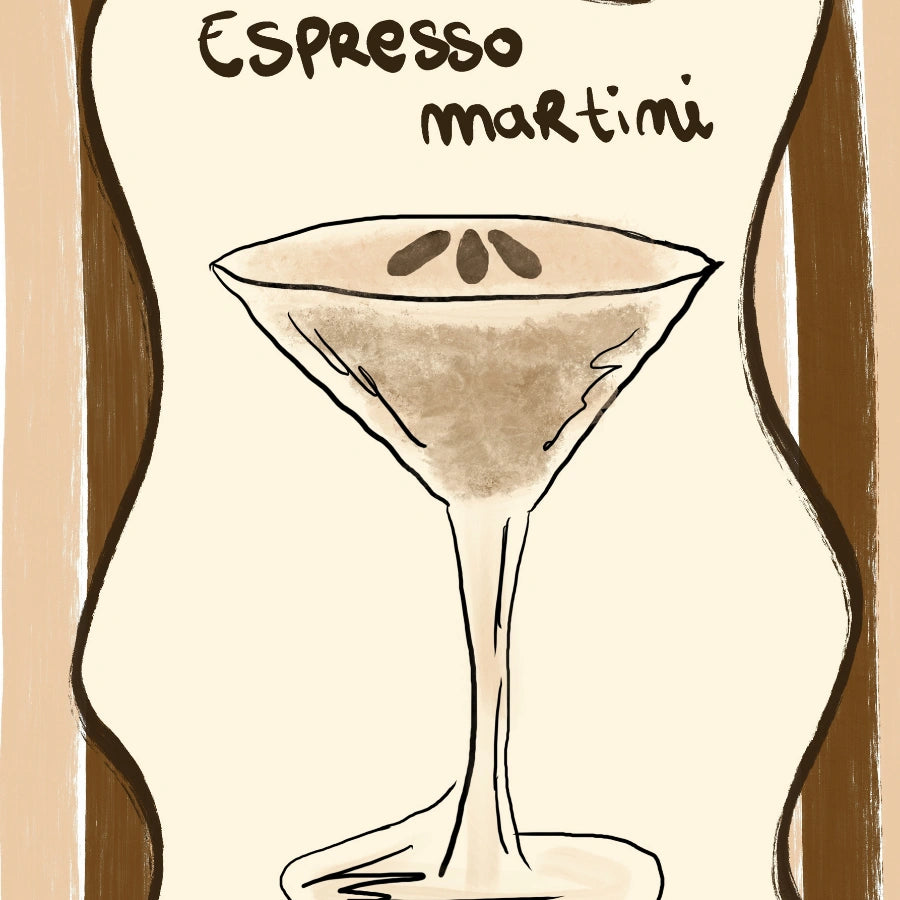 Espresso Martini Wall Art – Neutral Kitchen Bar Print