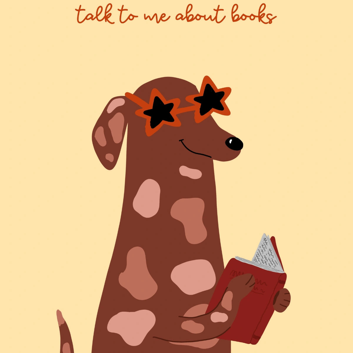 Talk to Me About Books Wall Art – Funny Dog Reading Poster