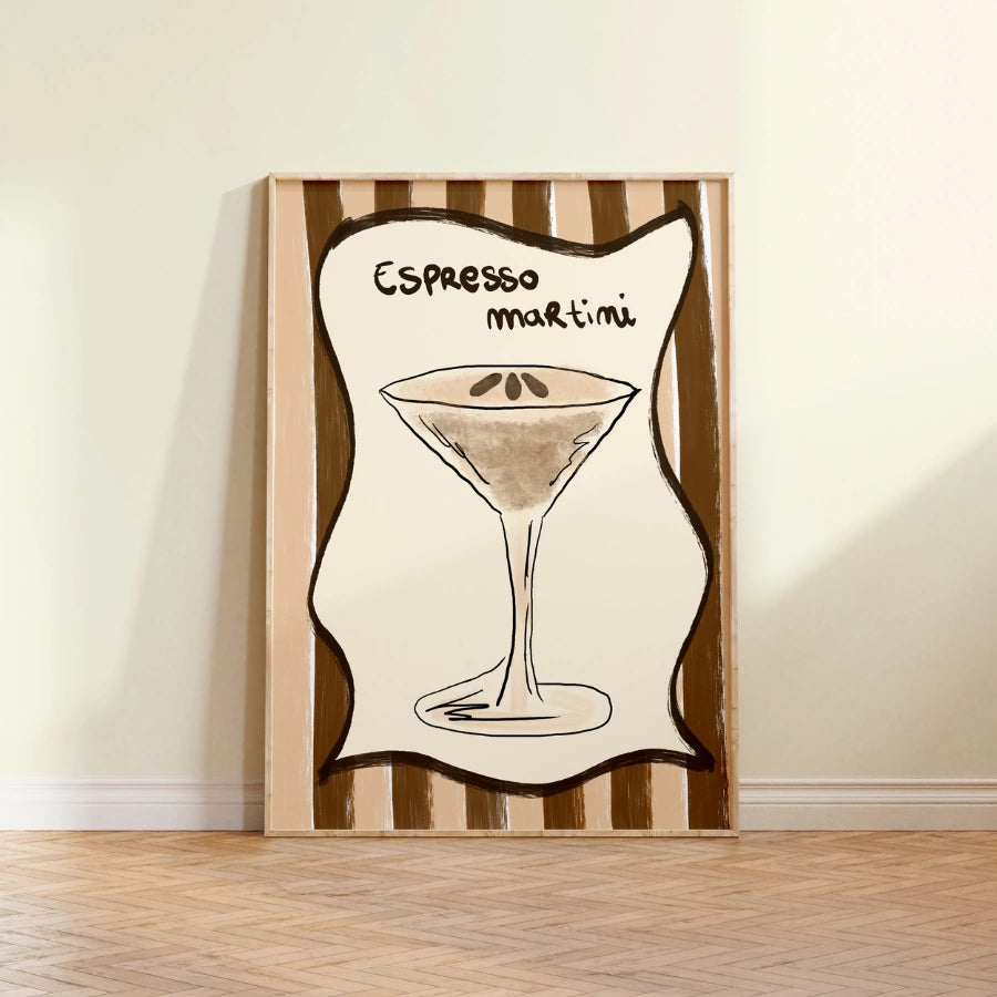 Espresso Martini Wall Art – Neutral Kitchen Bar Print