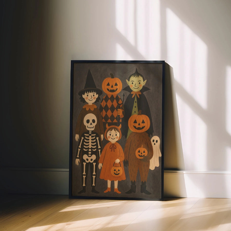 Stampa vintage di Halloween per bambini - Graziosa decorazione murale in costume