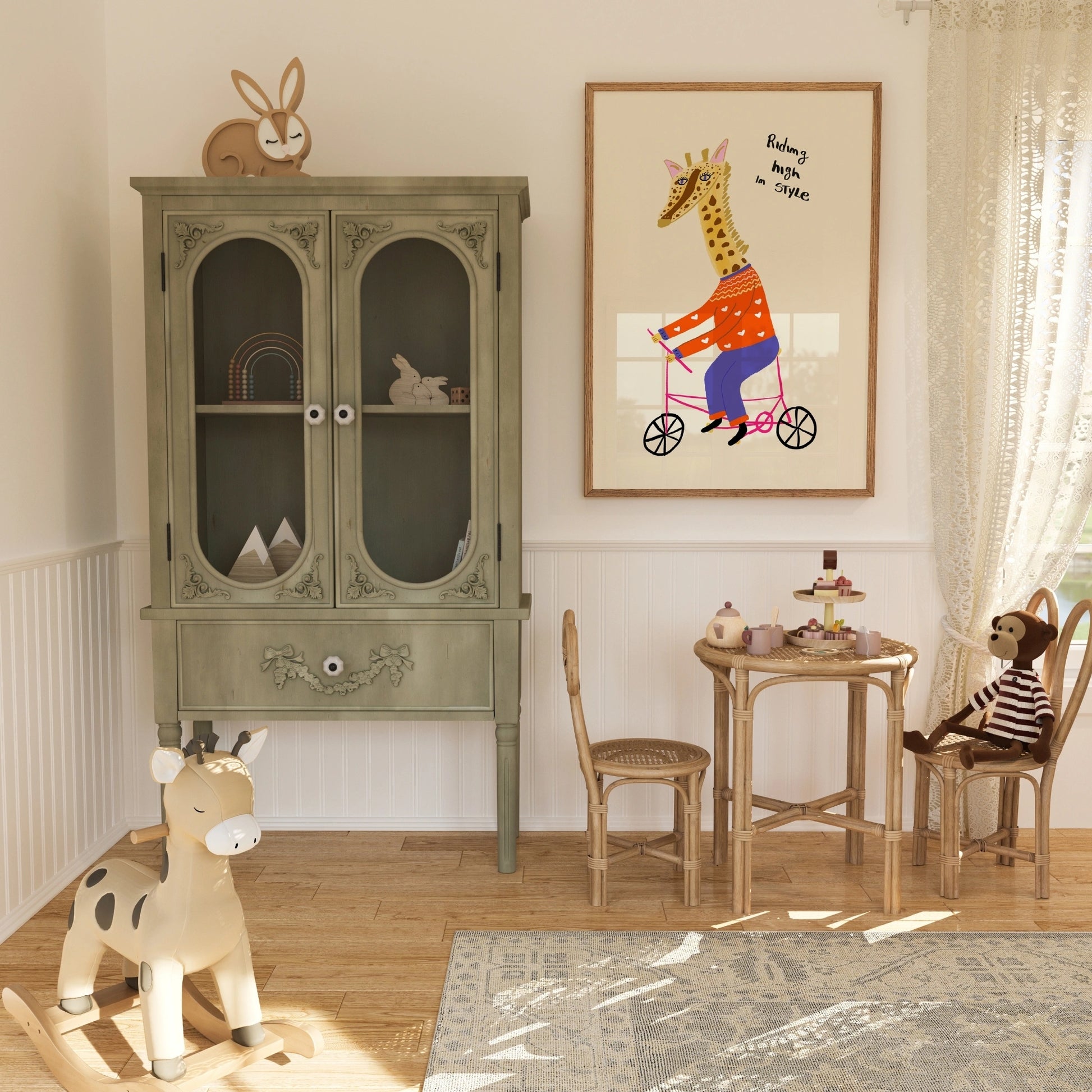 Riding High Giraffe Print – Fun Animal Art for Kids Room