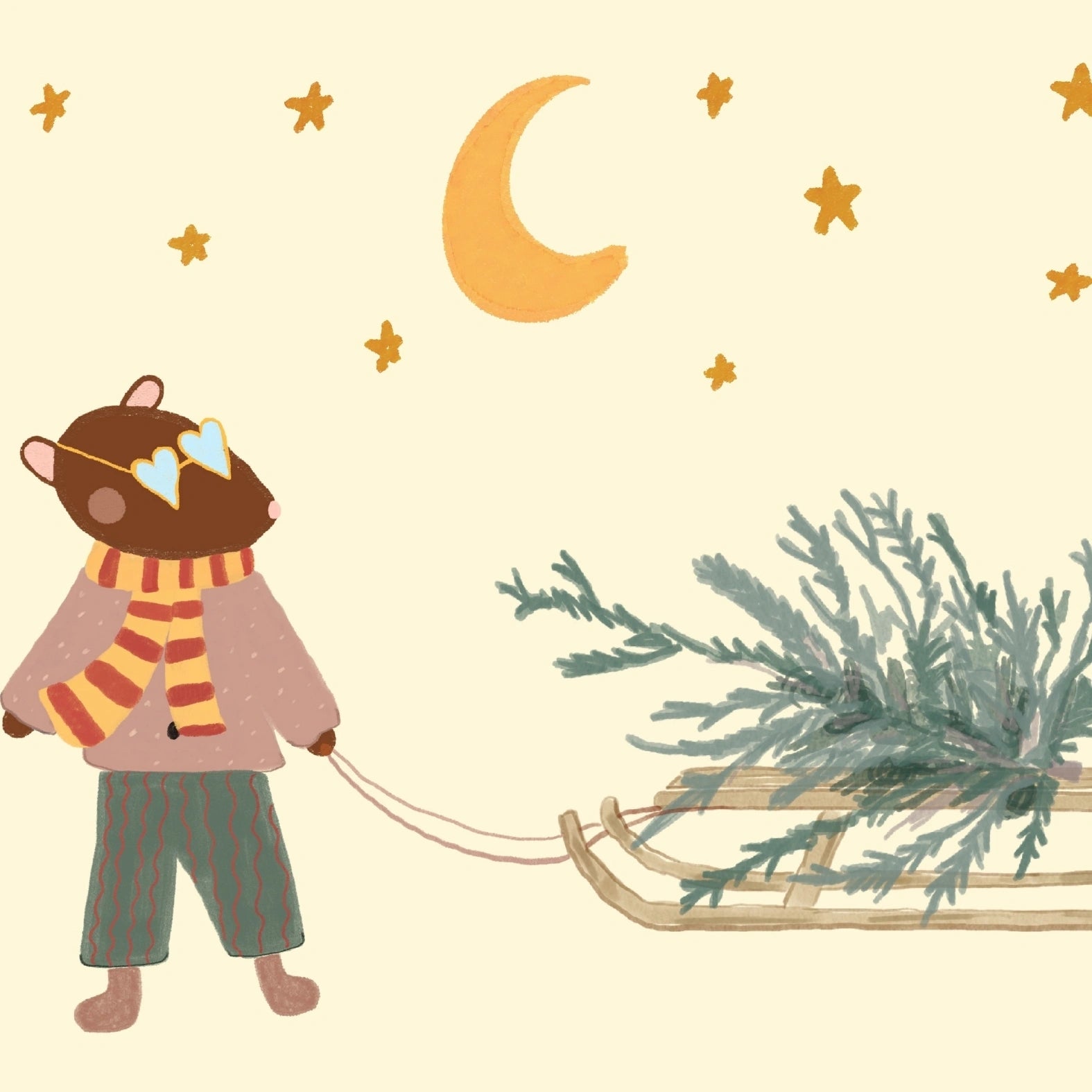 Bear with Christmas Tree Print