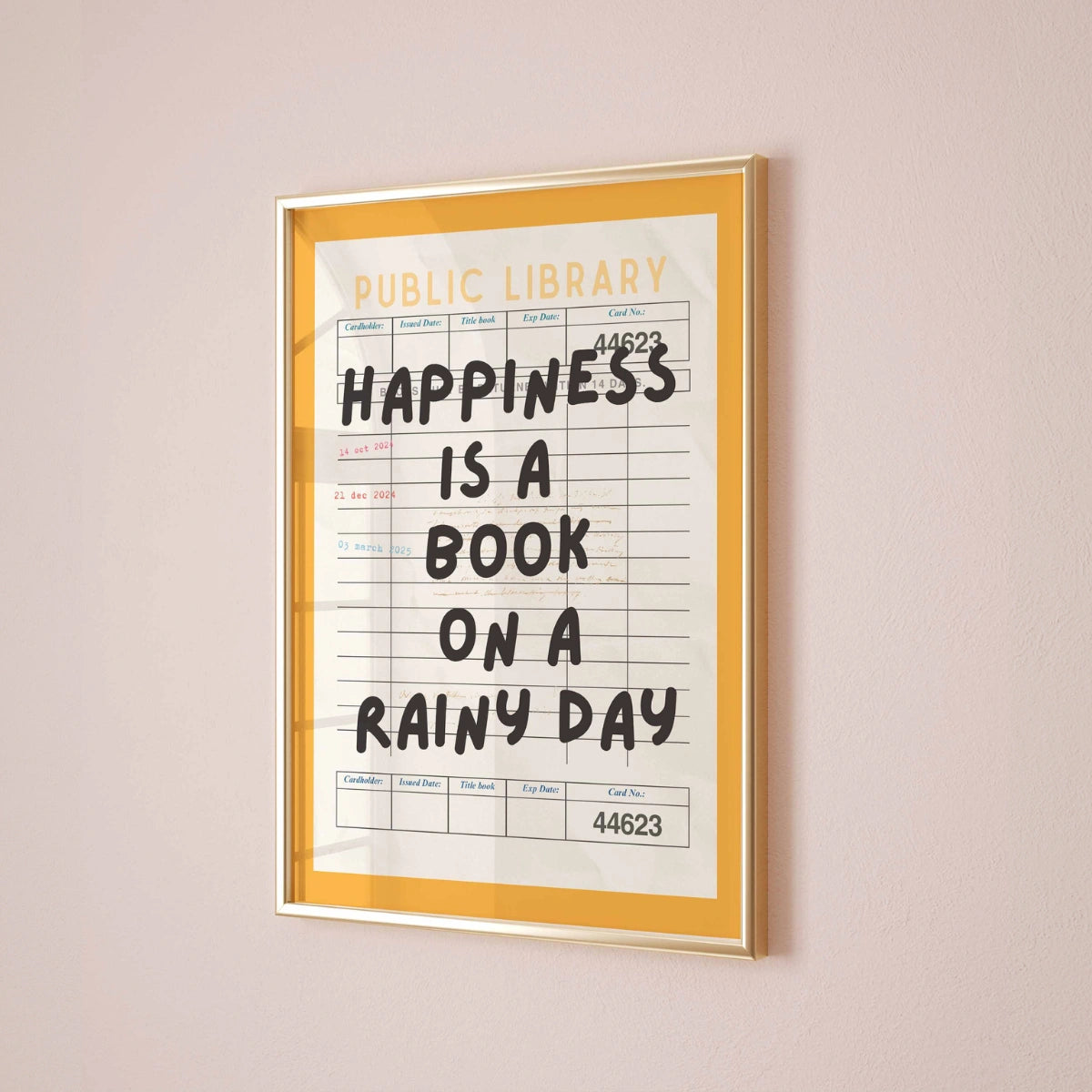 Happiness Is a Book – Vintage Library Card Wall Art