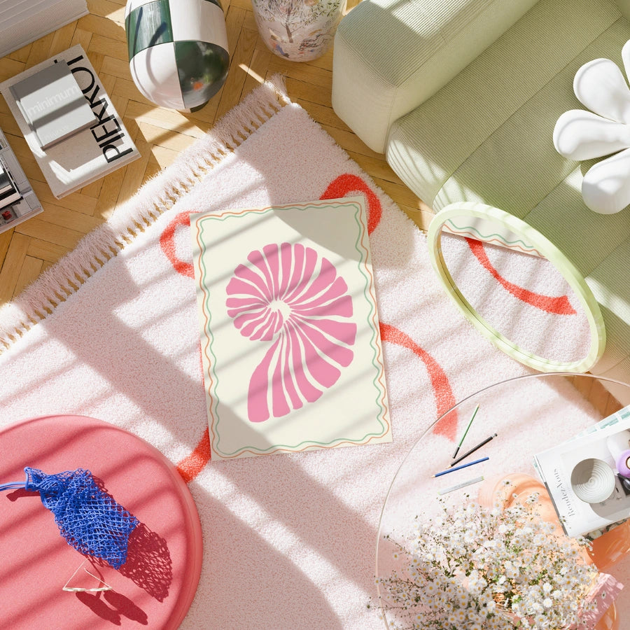 Pink Seashell Wall Art - Preppy Coastal Shell Print