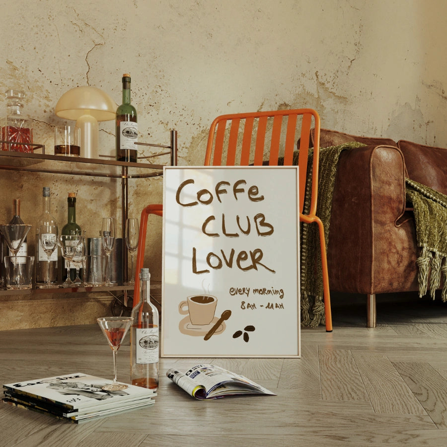 Coffee Club Lover Wall Art – Cute Coffee Kitchen Print