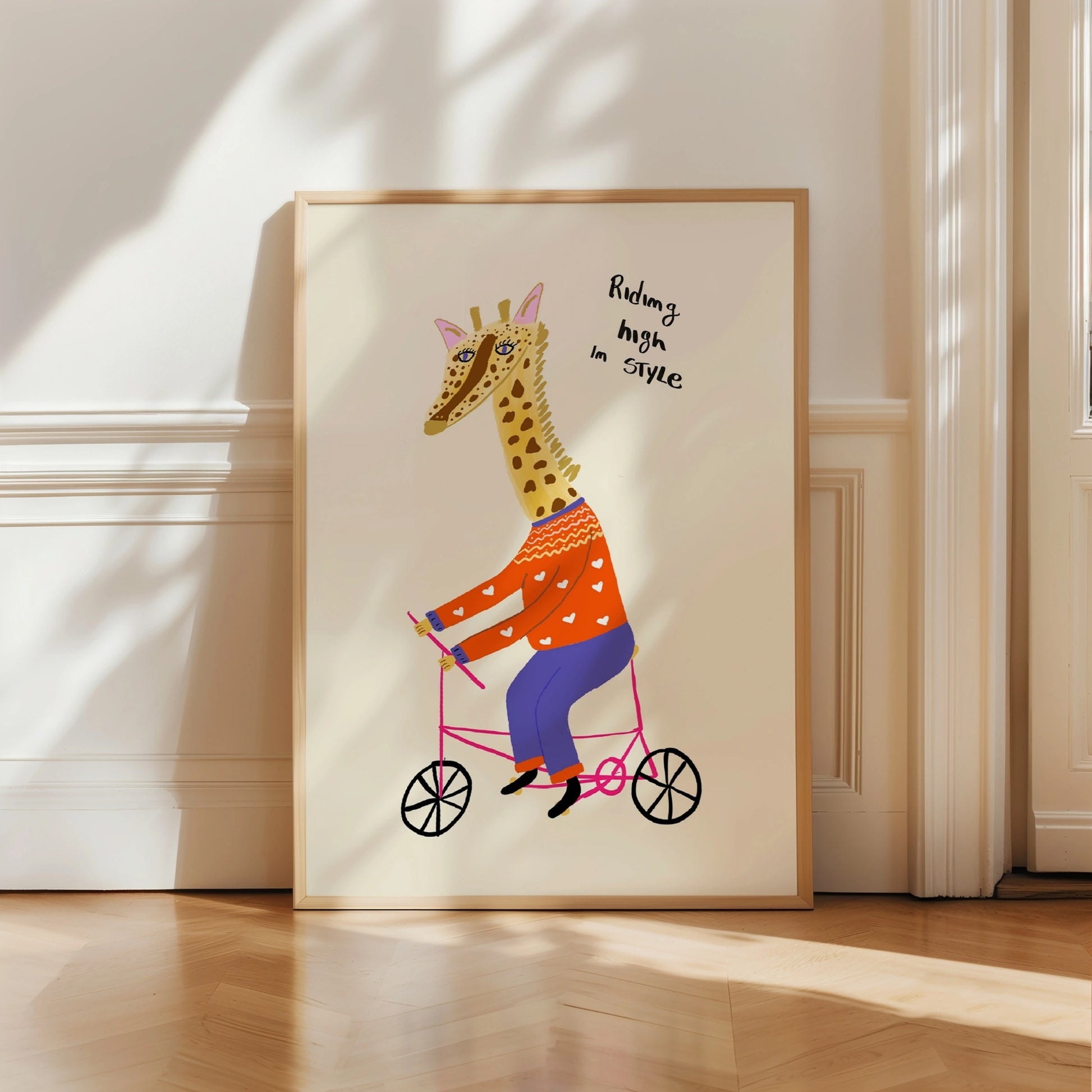 Riding High Giraffe Print – Fun Animal Art for Kids Room