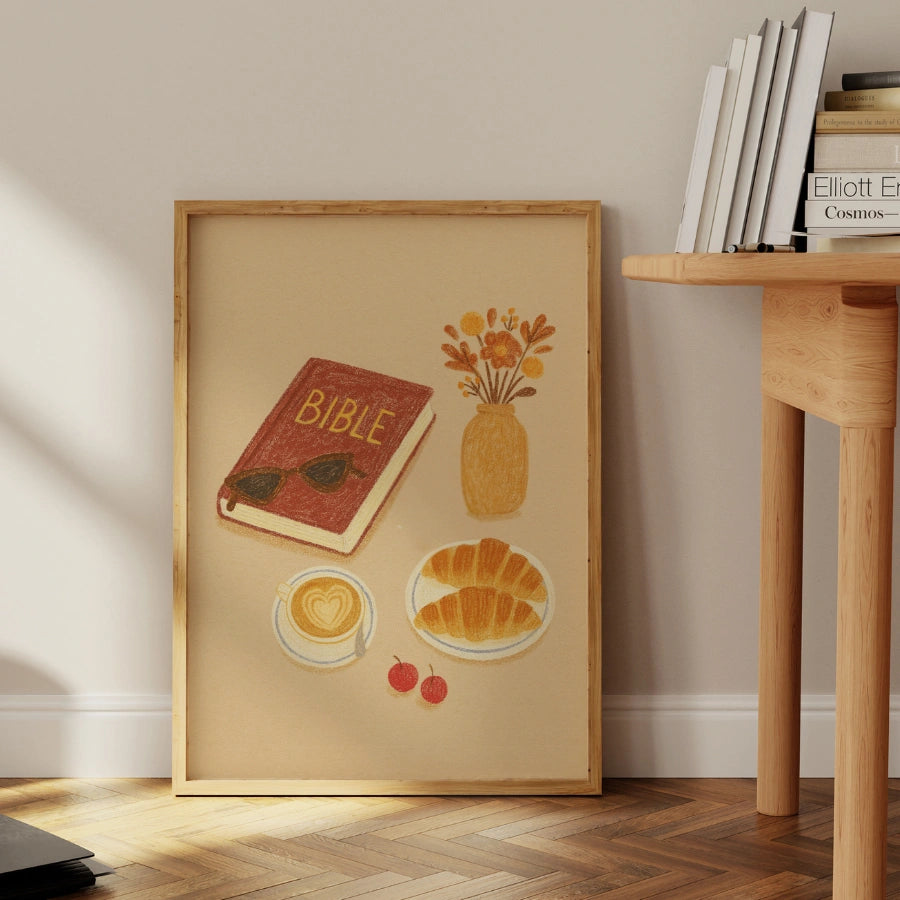 Bible and Coffee Wall Art - Autumn Christian Print