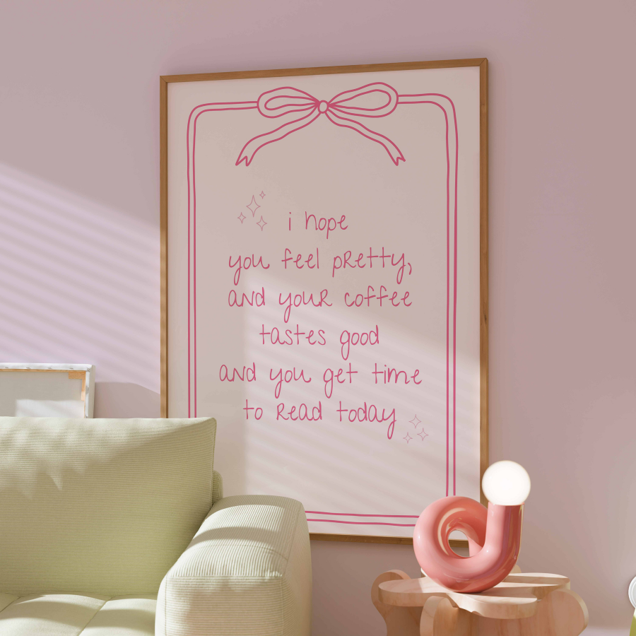 Feel Pretty  – Pink Bookish Quote Print