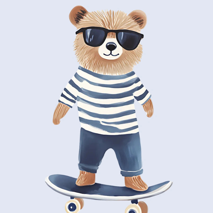 Cool Bear Skateboard Print – Pajama Nursery Wall Art