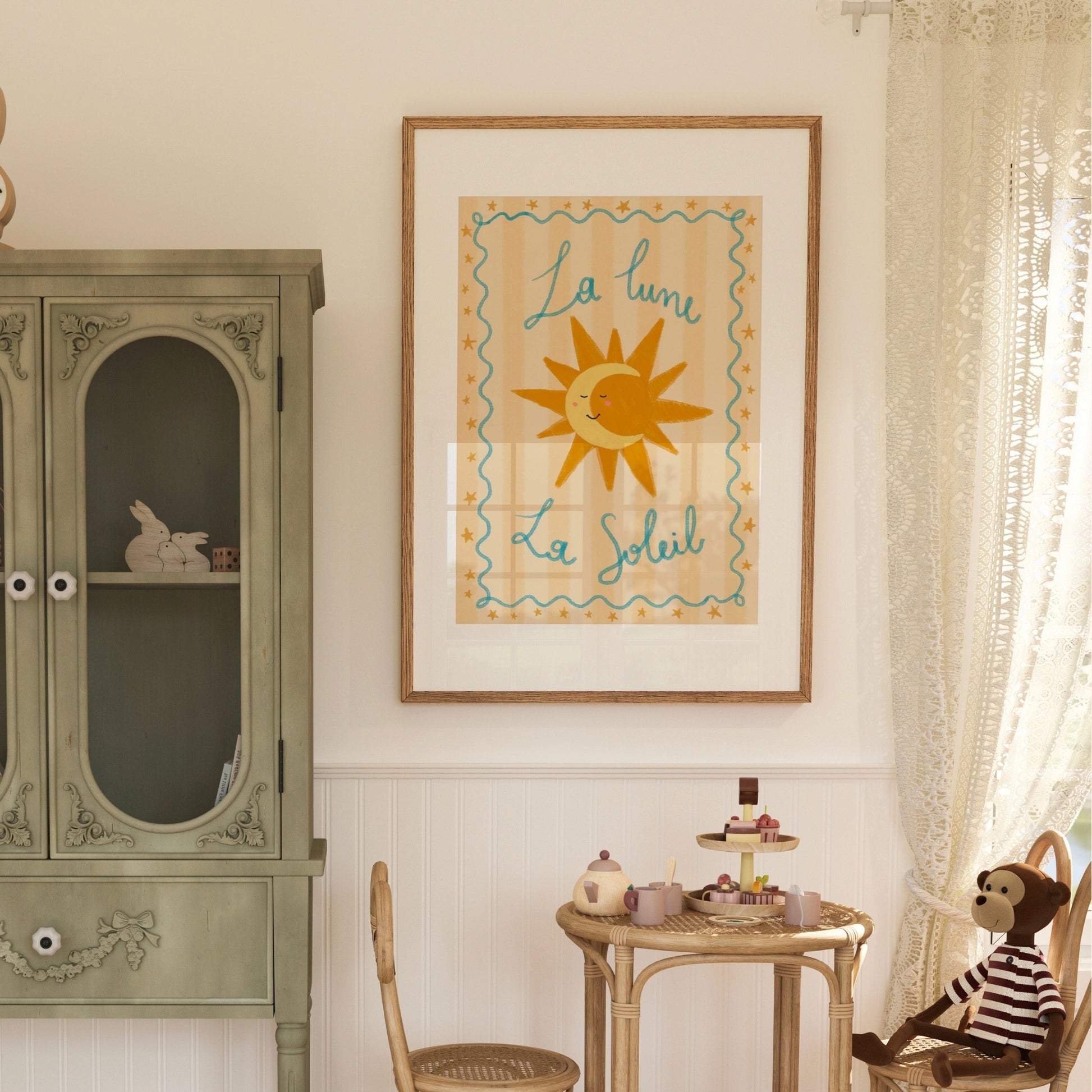 La Lune La Soleil Wall Art - French Educational Print