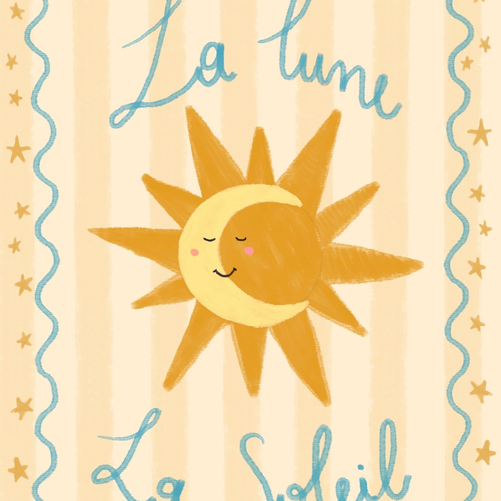 La Lune La Soleil Wall Art - French Educational Print