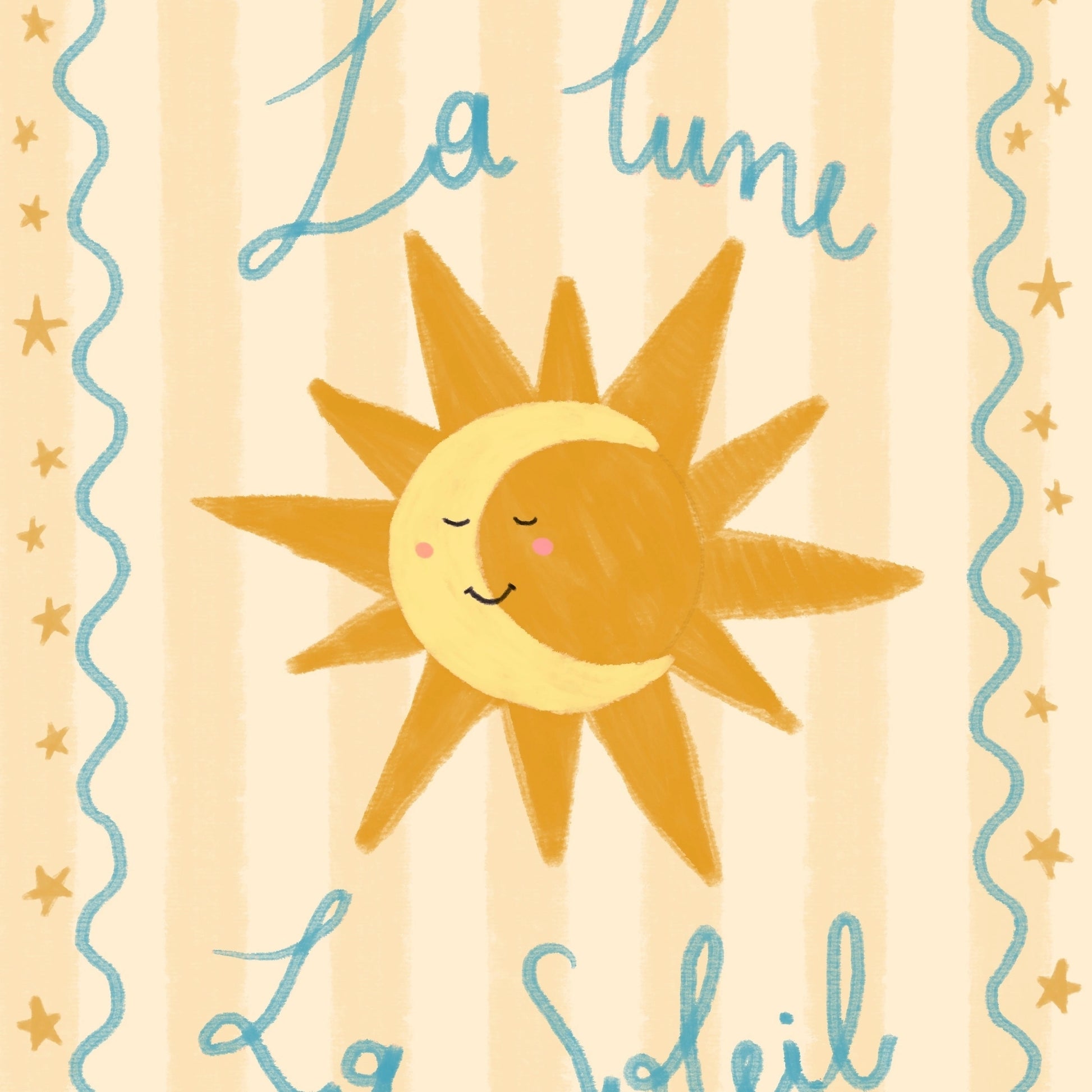 La Lune La Soleil Wall Art - French Educational Print