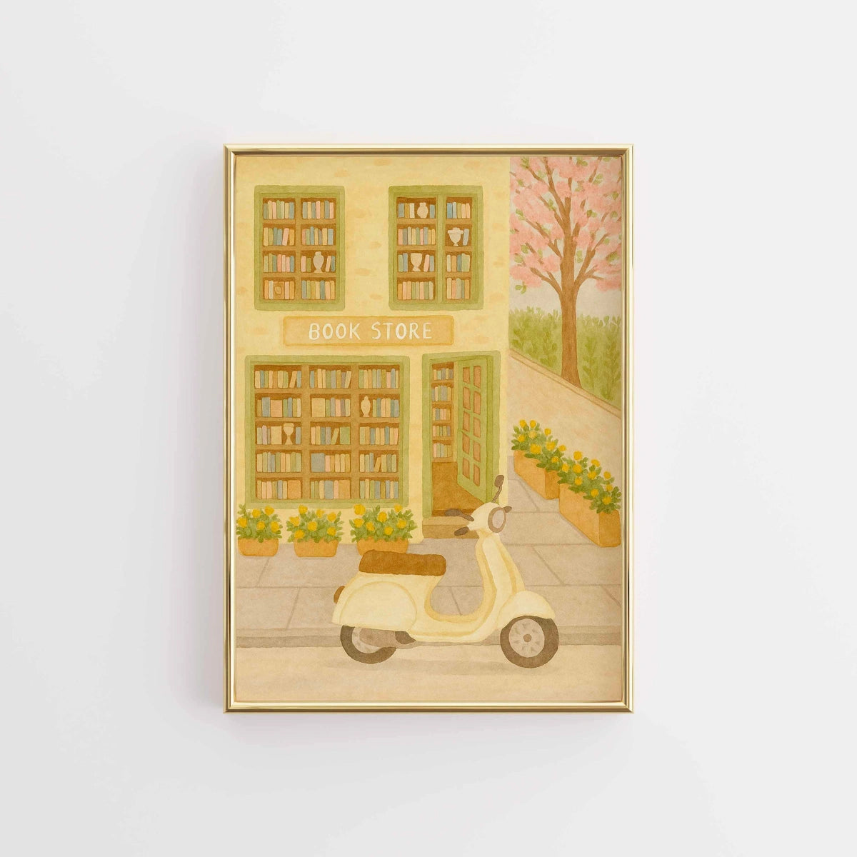 Bookstore Wall Art – Bookshop Illustration Print