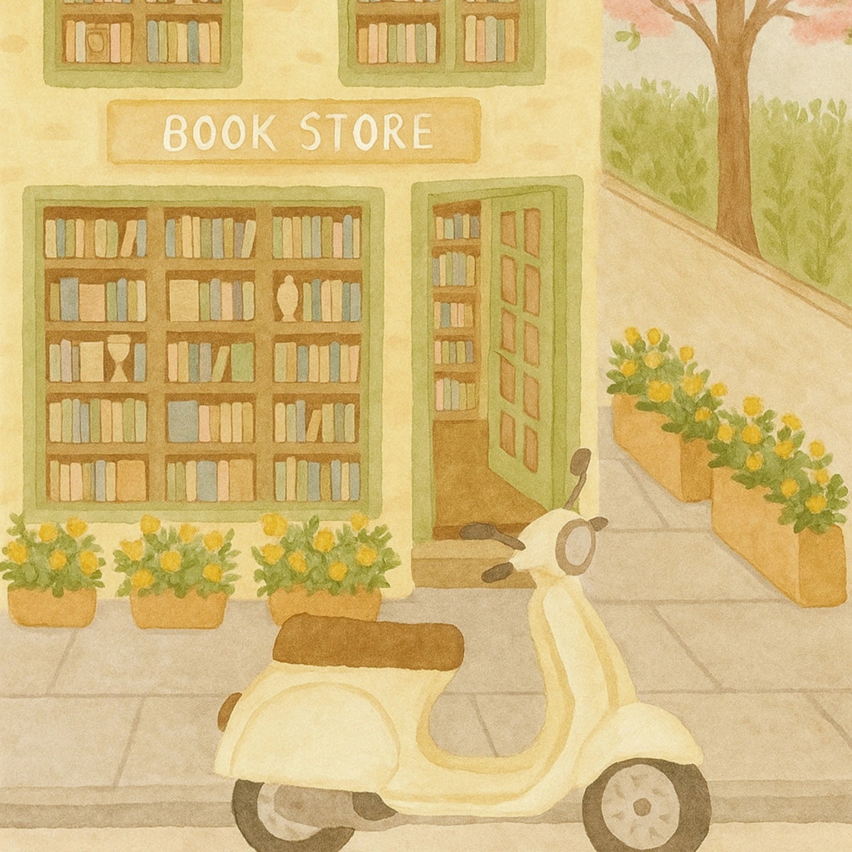 Bookstore Wall Art – Bookshop Illustration Print