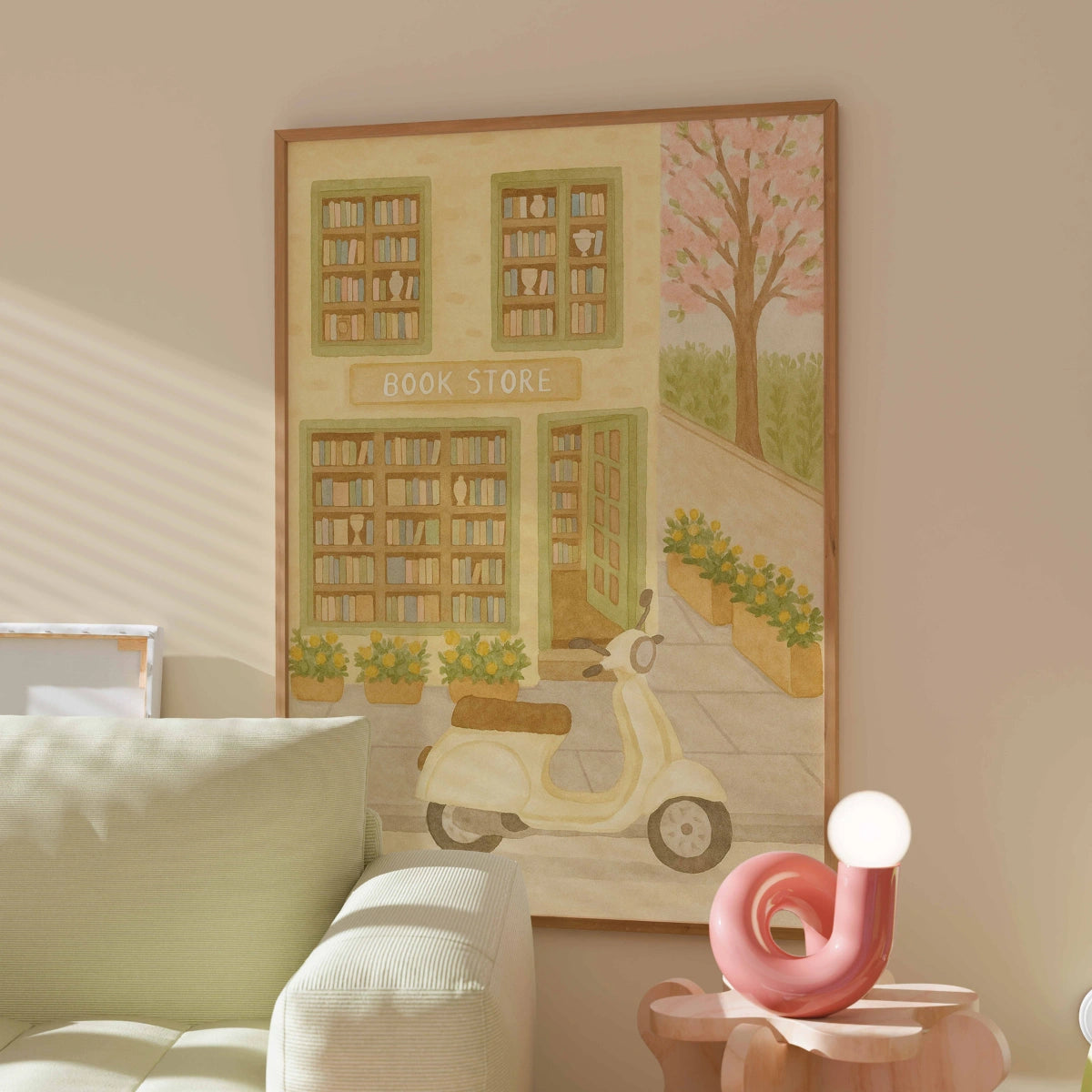 Bookstore Wall Art – Bookshop Illustration Print