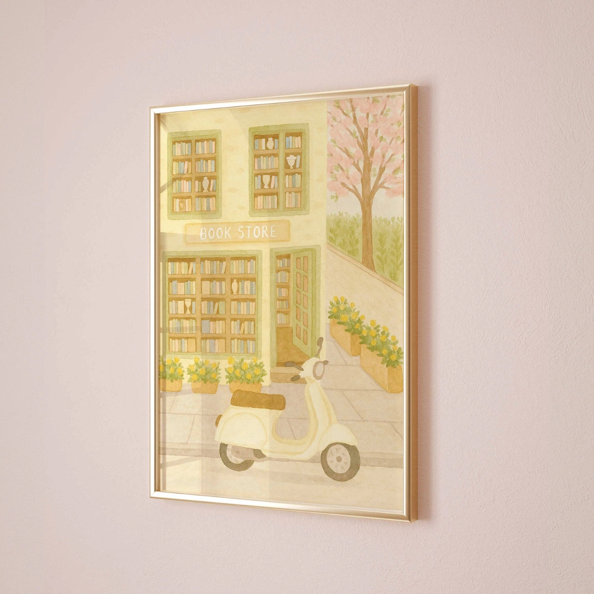 Bookstore Wall Art – Bookshop Illustration Print