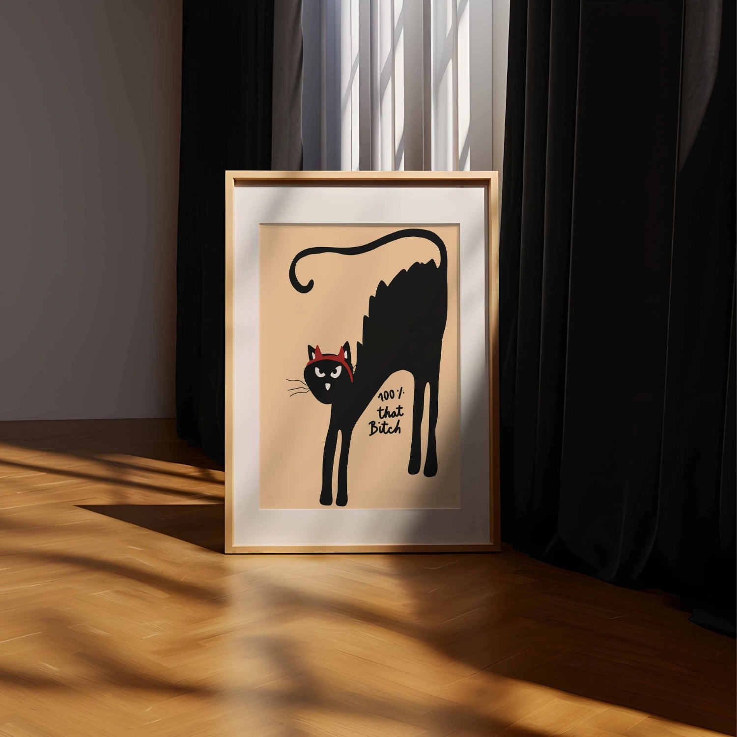 Stampa di gatto nero impertinente - Divertente Halloween