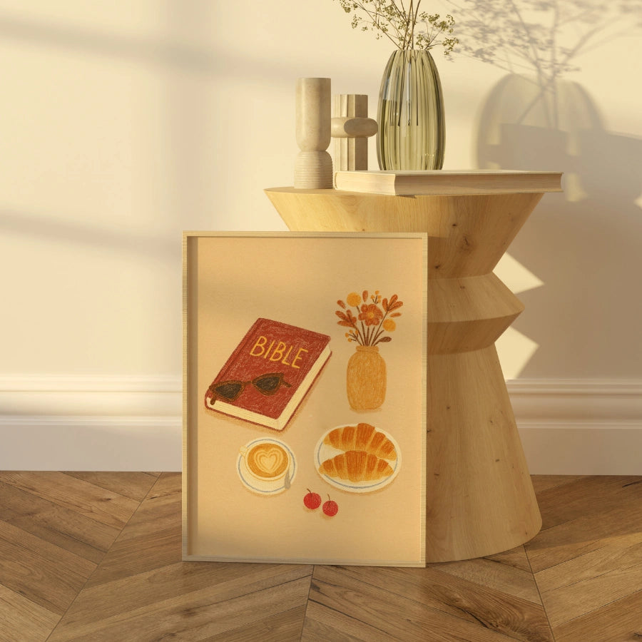 Bible and Coffee Wall Art - Autumn Christian Print