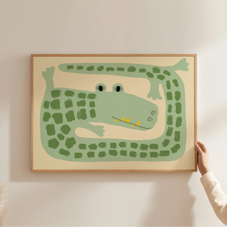 Crocodile Nursery Print – Cute Animal Wall Art for Kids