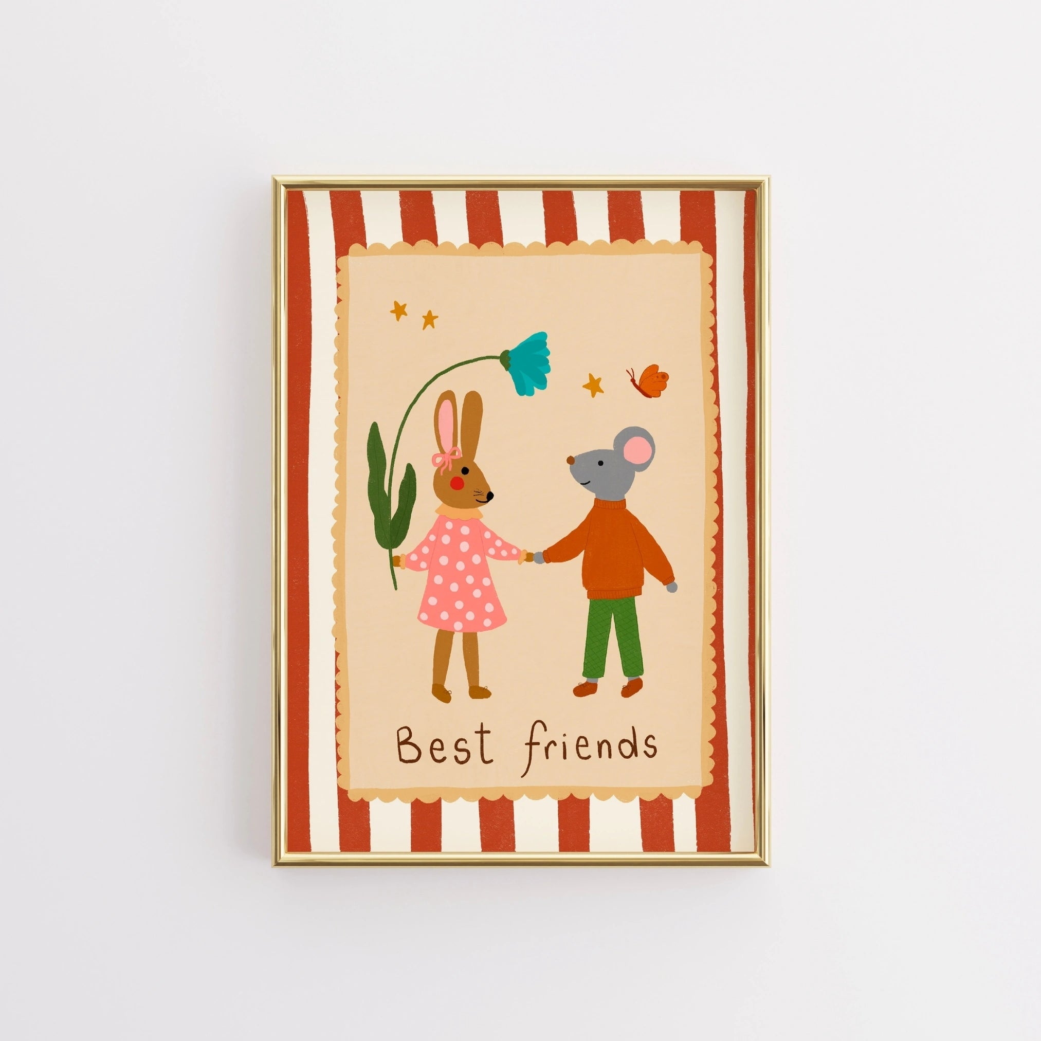 Best Friends Bunny and Mouse Wall Art - Animal Nursery Print