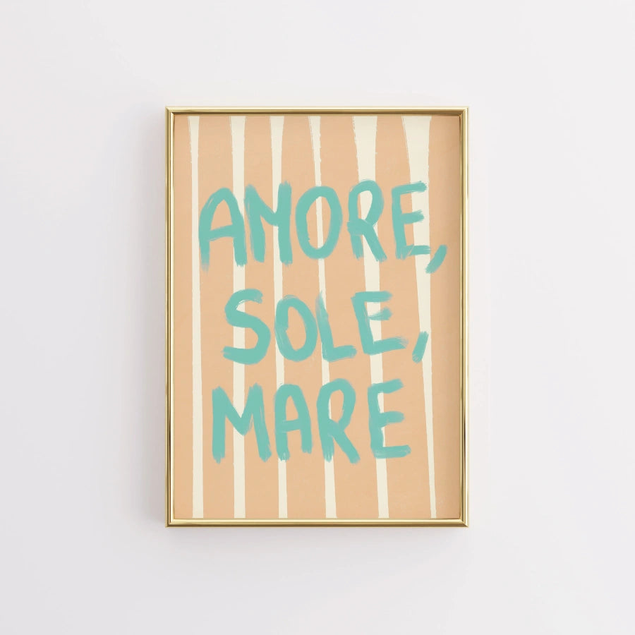 Amore Sole Mare Wall Art - Italian Summer Quote Print
