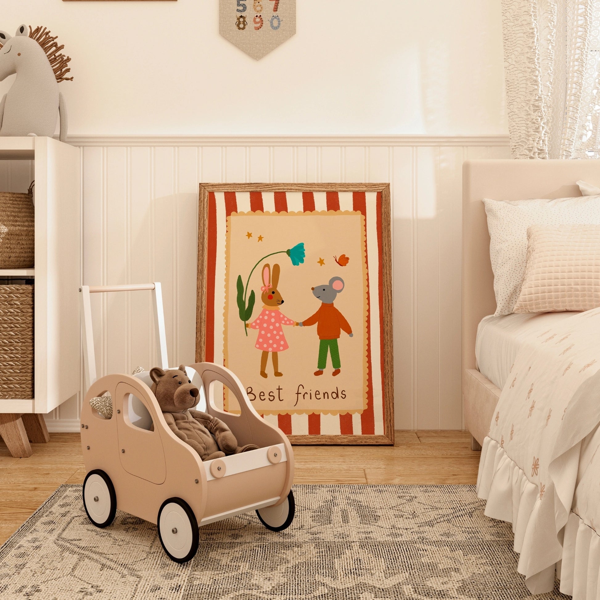 Best Friends Bunny and Mouse Wall Art - Animal Nursery Print