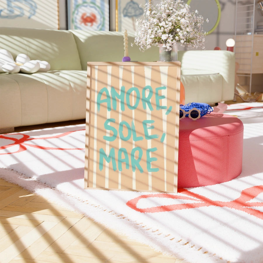 Amore Sole Mare Wall Art - Italian Summer Quote Print