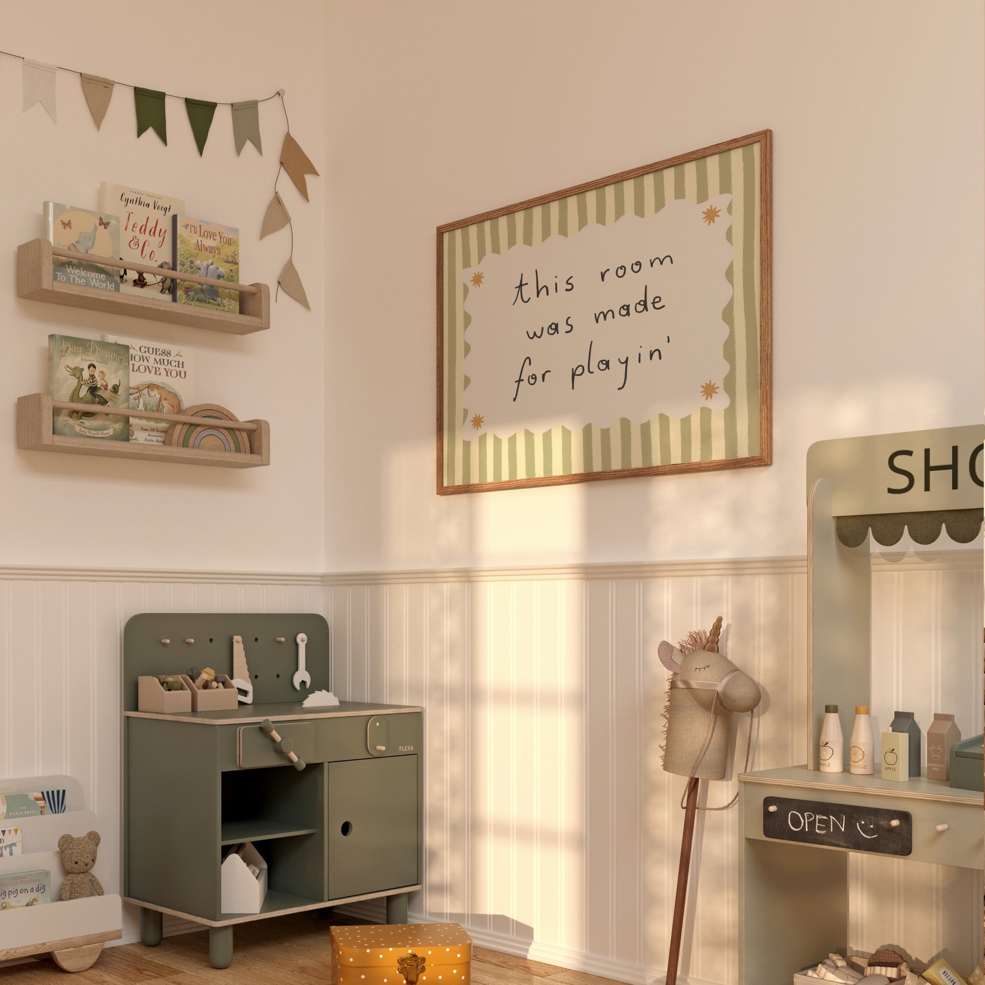 Vintage Striped Nursery Poster