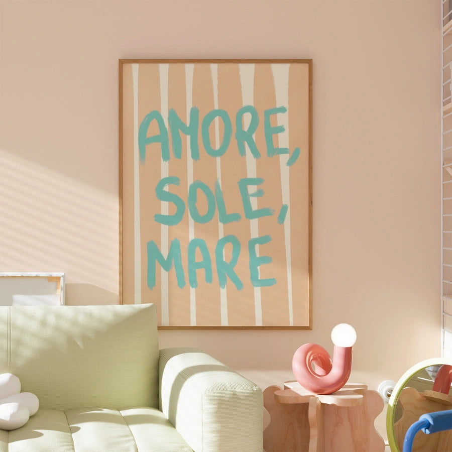 Amore Sole Mare Wall Art - Italian Summer Quote Print
