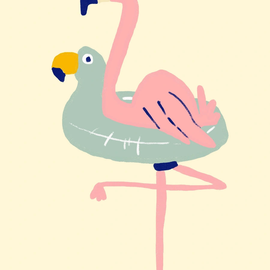 Flamingo Float Wall Art - Funny Summer Animal Print