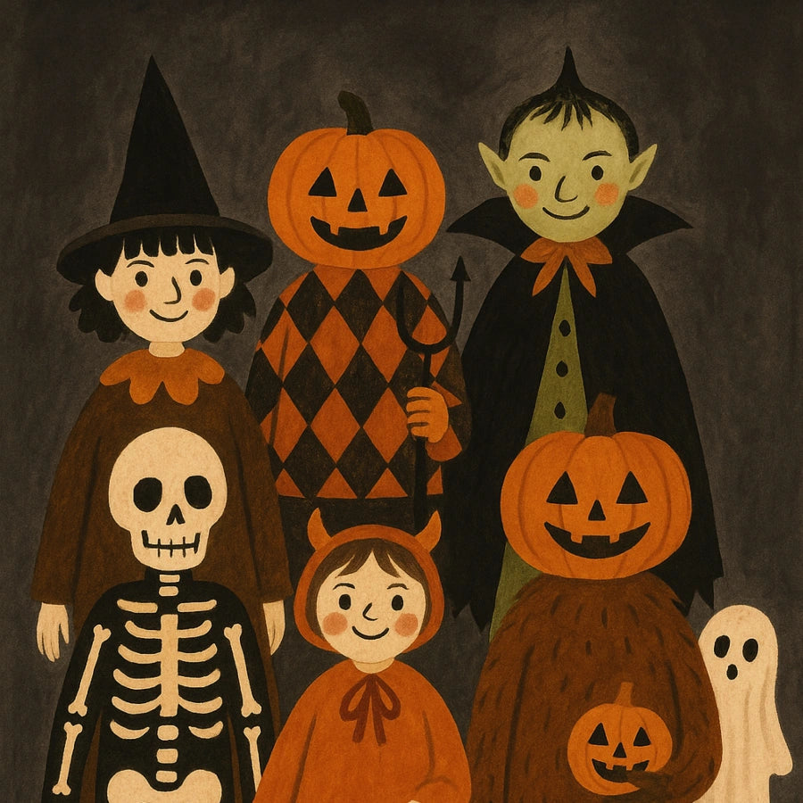 Vintage Halloween Kids Print – Cute Costume Wall Art