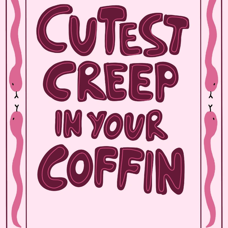 Playful Coffin Quote Print – Pink Halloween Wall Art