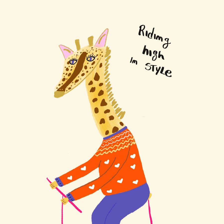 Riding High Giraffe Print – Fun Animal Art for Kids Room