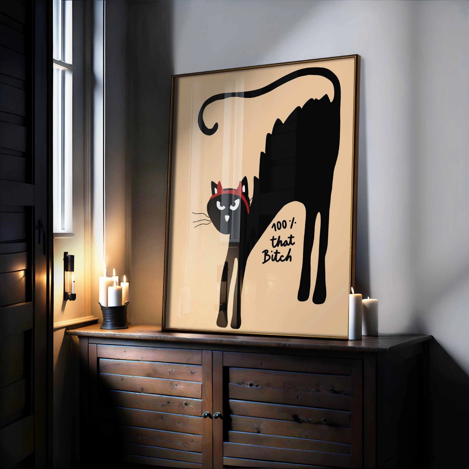 Stampa di gatto nero impertinente - Divertente Halloween