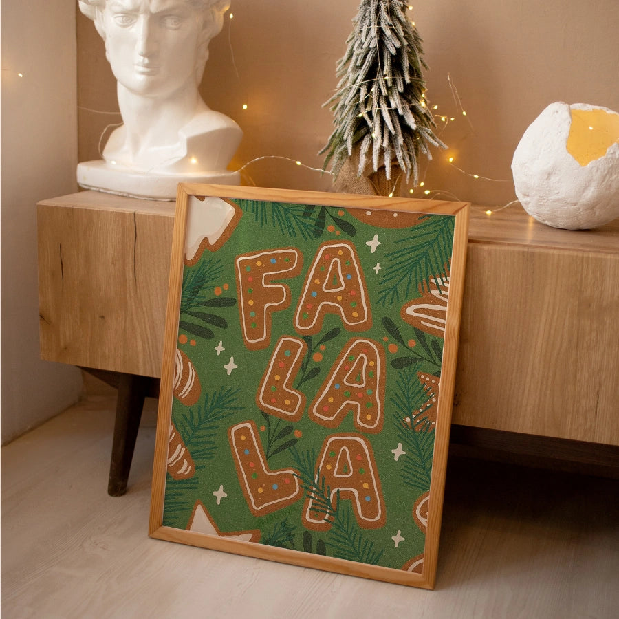 Fa La La Wandkunst – Lebkuchen-Weihnachtsdruck
