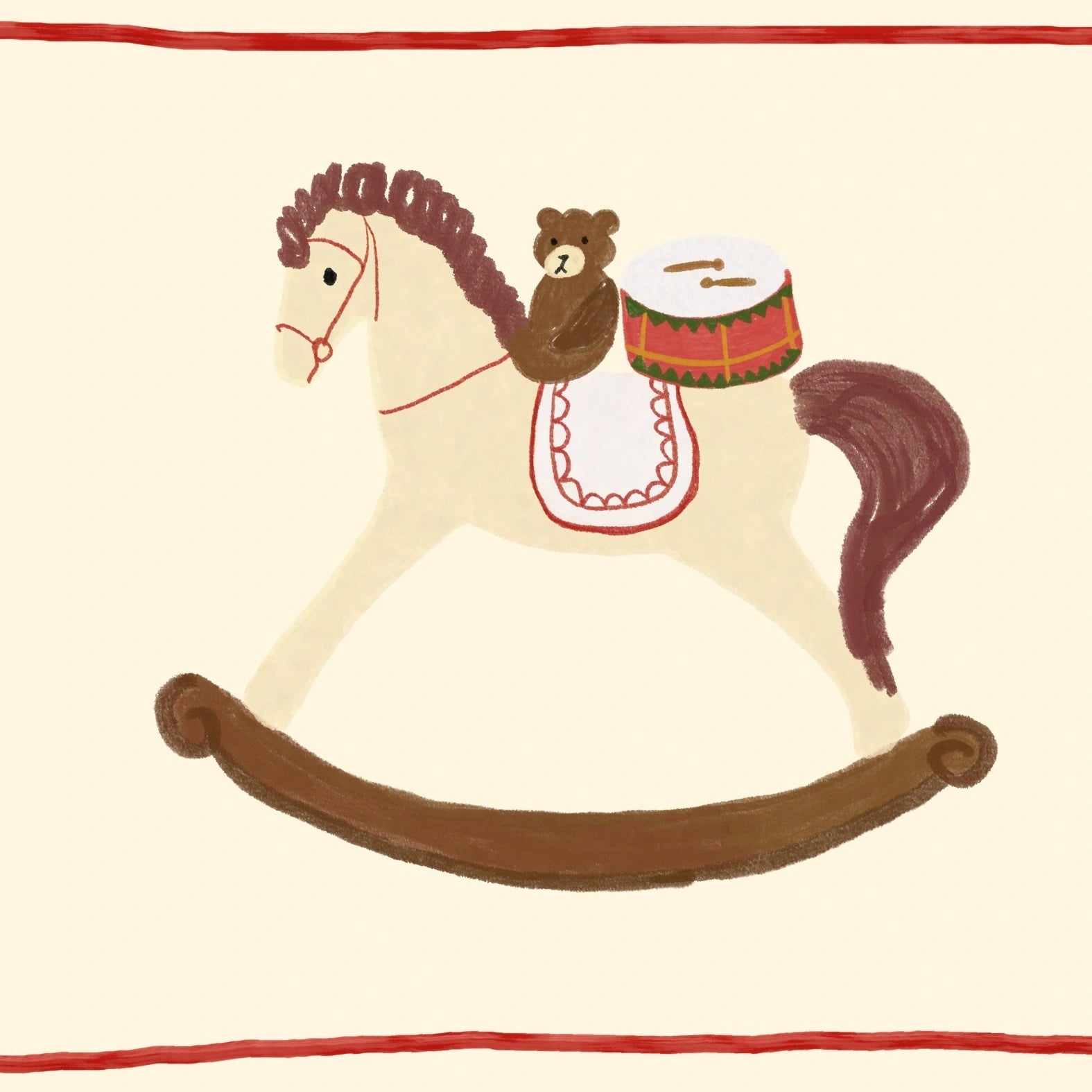 Rocking Horse Christmas Nursery Print