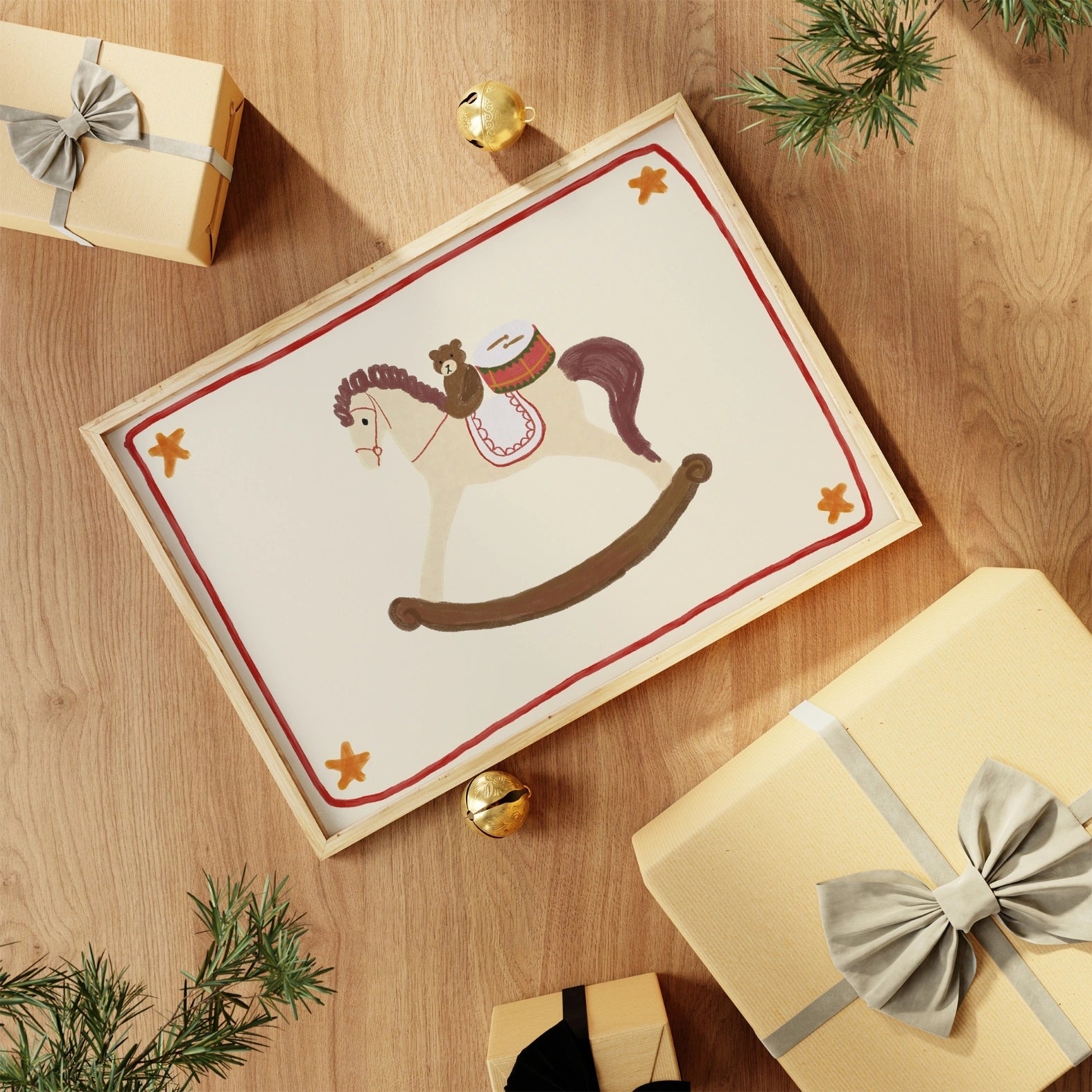 Rocking Horse Christmas Nursery Print
