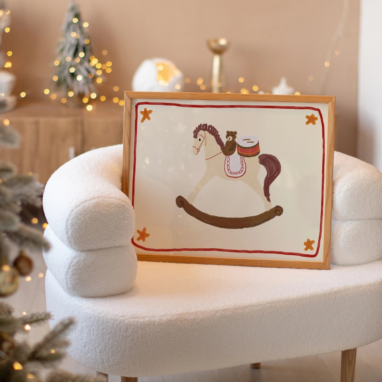 Rocking Horse Christmas Nursery Print