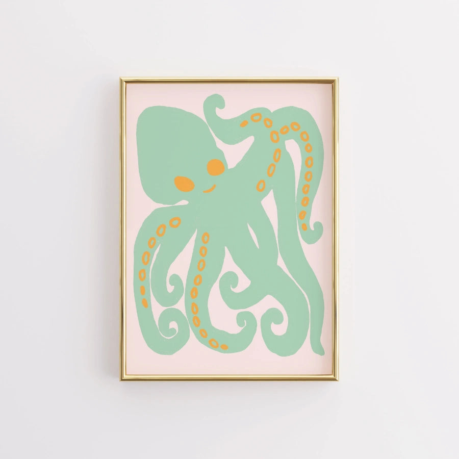 Oktopus-Wandbild – Niedlicher Meereslebewesen-Druck