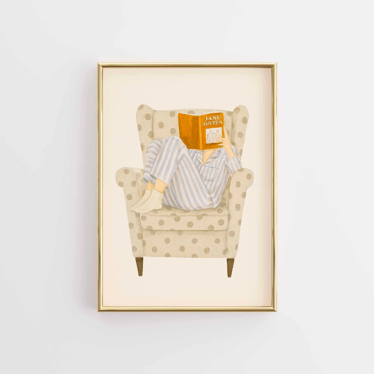 Jane Austen Reading Print – Cozy Book Wall Art