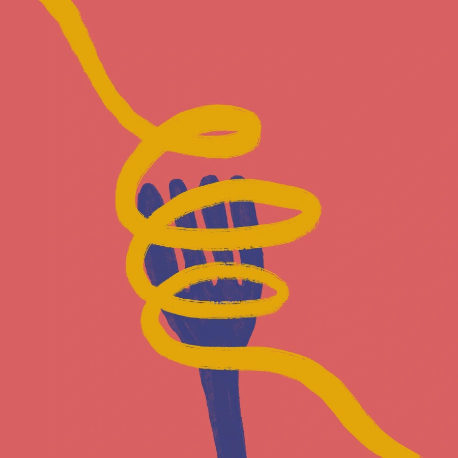 Modern Pasta Wall Art – Bold Spaghetti Illustration Print