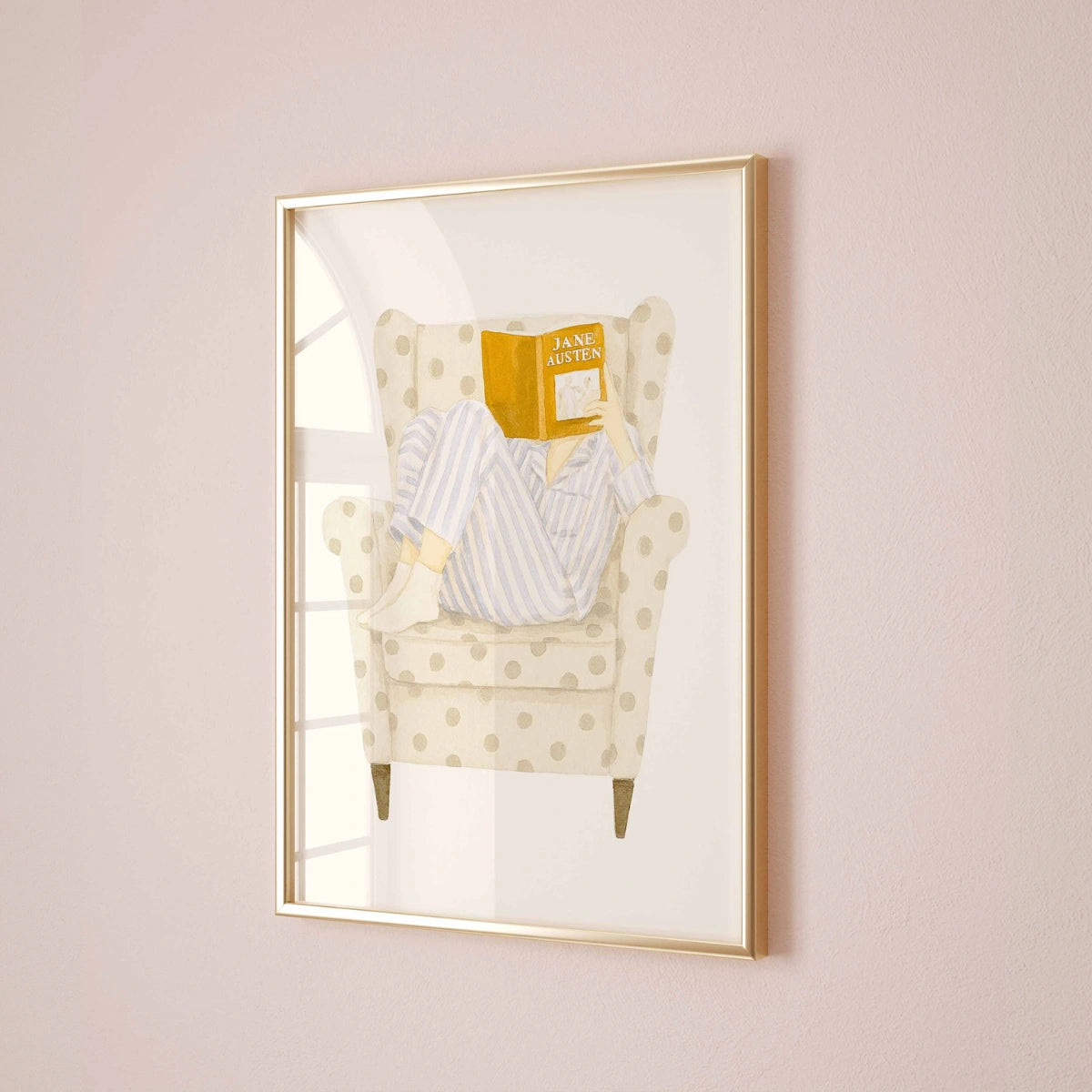 Jane Austen Reading Print – Cozy Book Wall Art