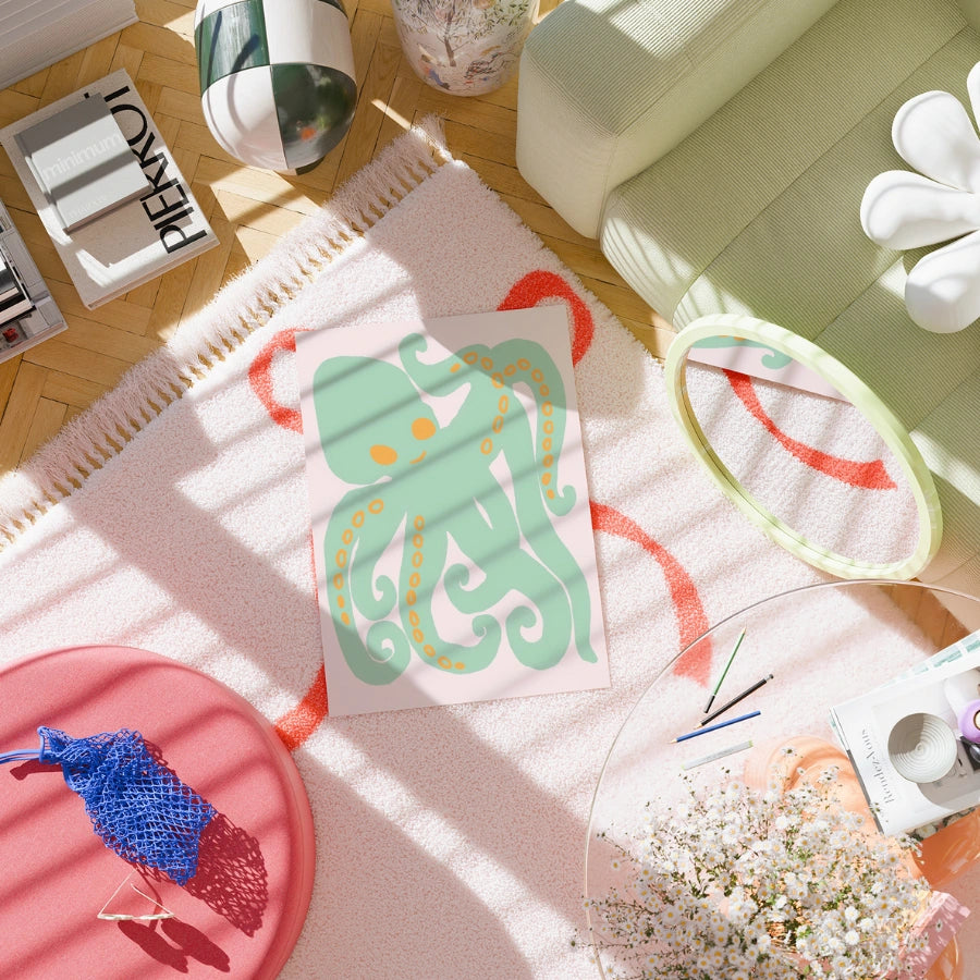 Oktopus-Wandbild – Niedlicher Meereslebewesen-Druck