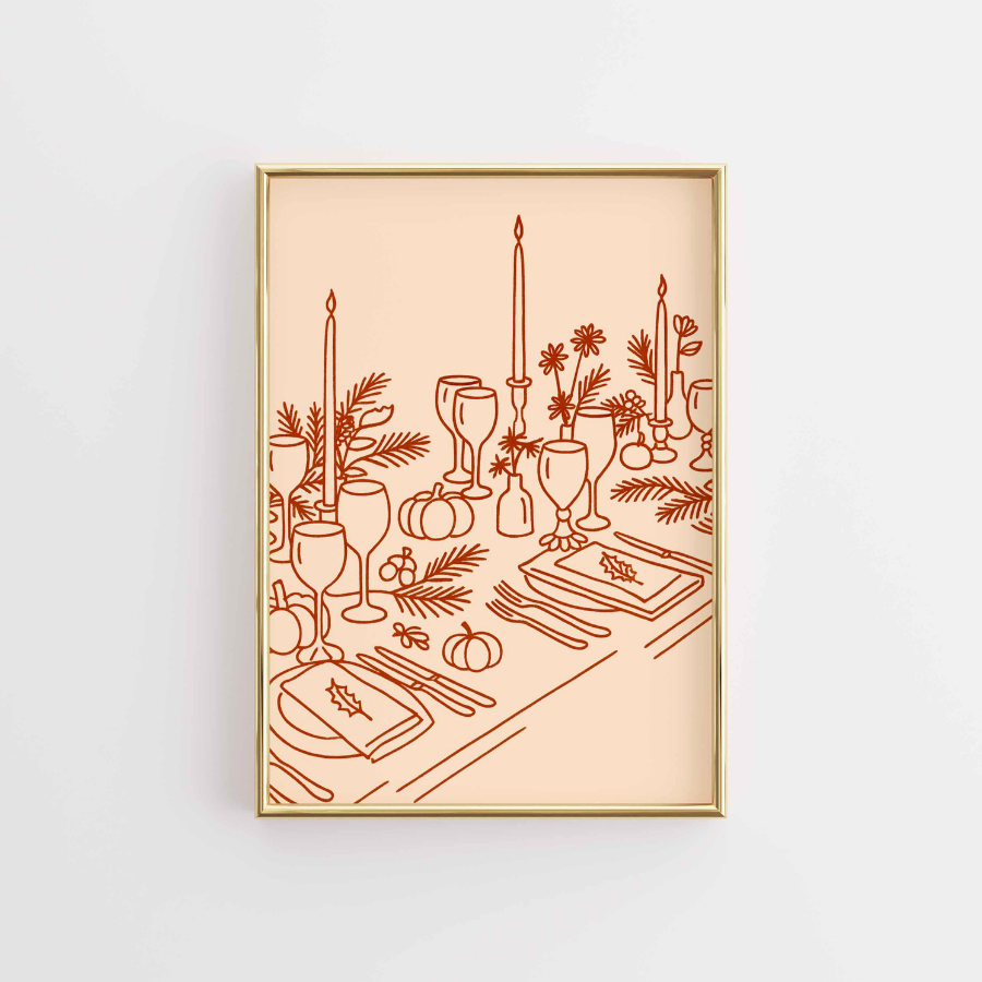 Thanksgiving Table Wall Art – Fall Harvest Decor
