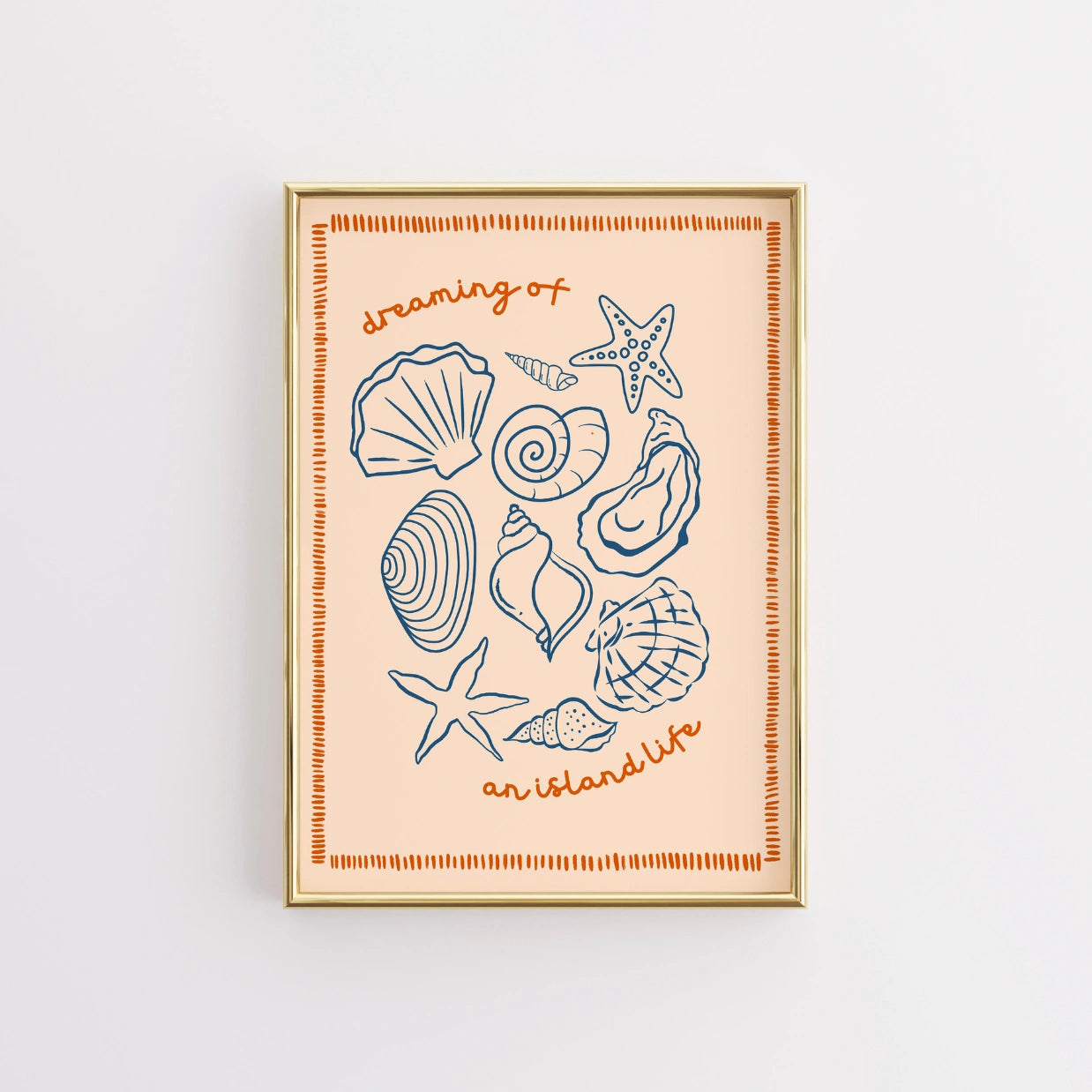 Island Life Shell Print – Peach Coastal Wall Art