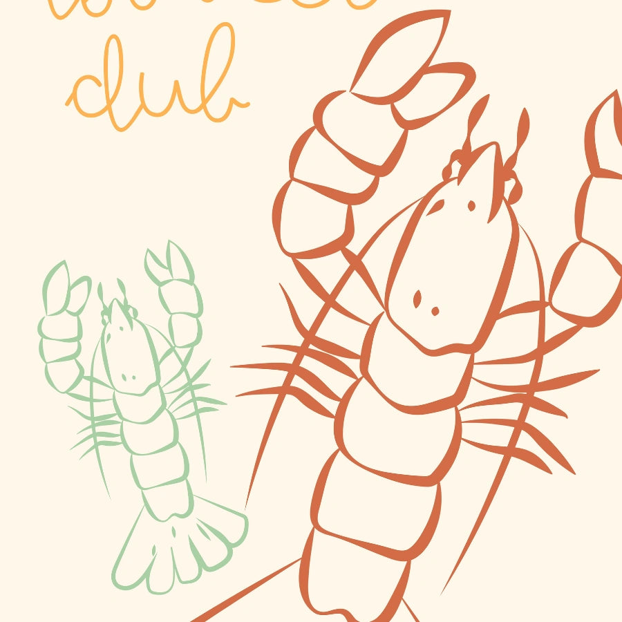 Lobster Club Wall Art - Fun Coastal Kitchen Print