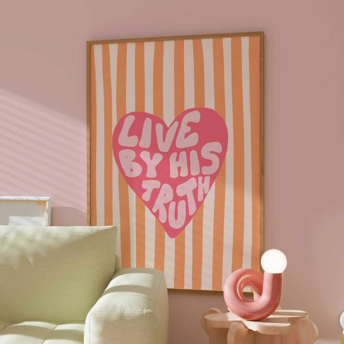 Vivi secondo la Sua Verità - Stampa artistica da parete con il cuore cristiano