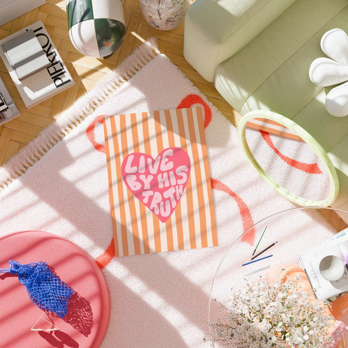 Vivi secondo la Sua Verità - Stampa artistica da parete con il cuore cristiano