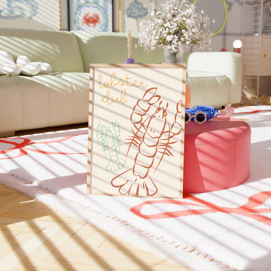 Lobster Club Wall Art - Fun Coastal Kitchen Print